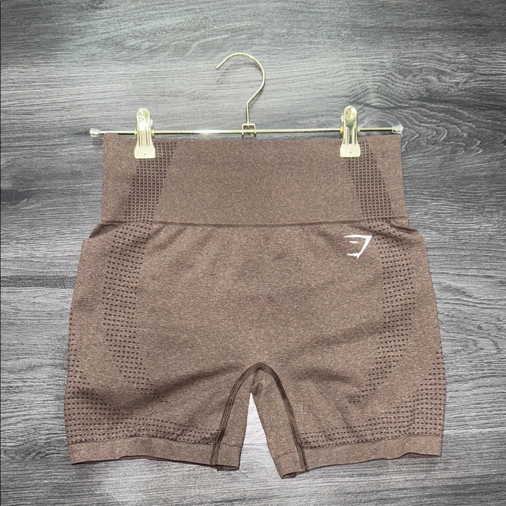 Brown Athletic Shorts with Stretchy Waistband